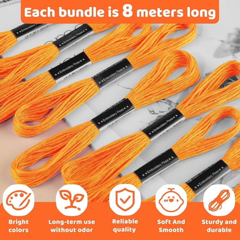Dercuy 14 Skeins Embroidery Floss, 8m Orange Embroidery Thread, Cross Stitch for DIY Making, Embroidery Crafts - Image 3